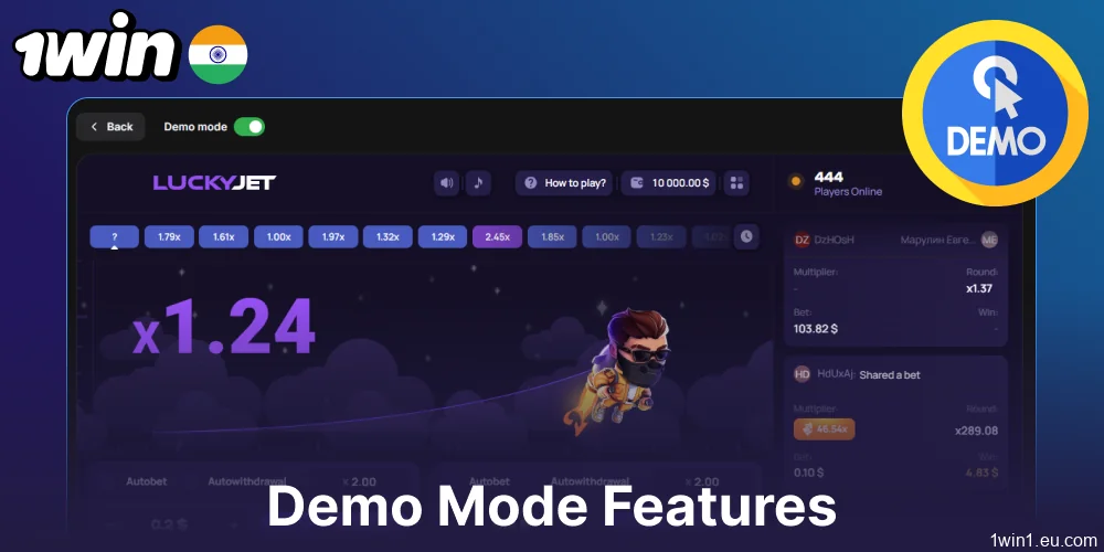 Play 1win Lucky Jet game for free in demo mode
