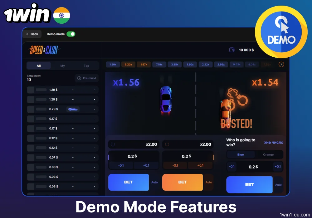 Play 1win Speed-n-Cash game for free in demo mode