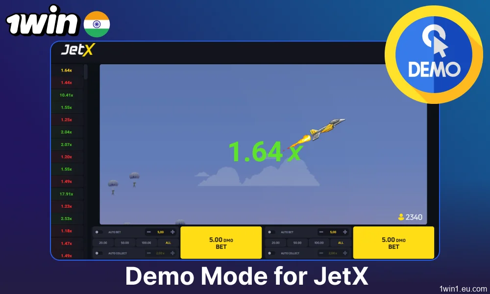 Play 1win JetX game for free in demo mode