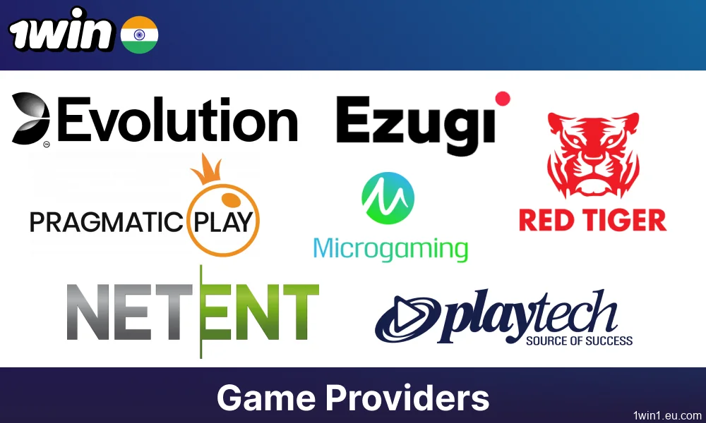 Casino game providers presented on 1win India