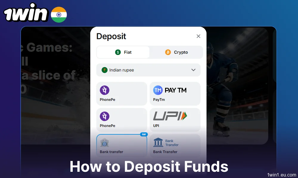 Guide on making deposits on 1win for players from India