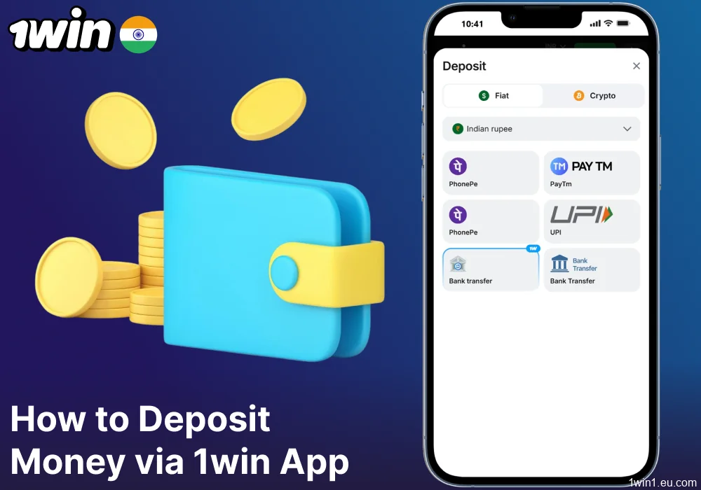 Guide on depositing money on the 1win app for Indian gamblers
