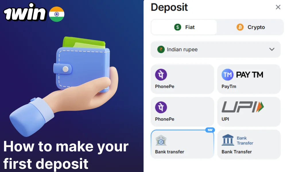 Guide on making deposits on 1win for players from India