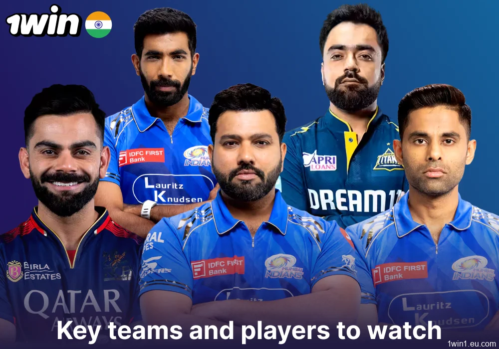 Key cricket teams and players presented on 1win in India