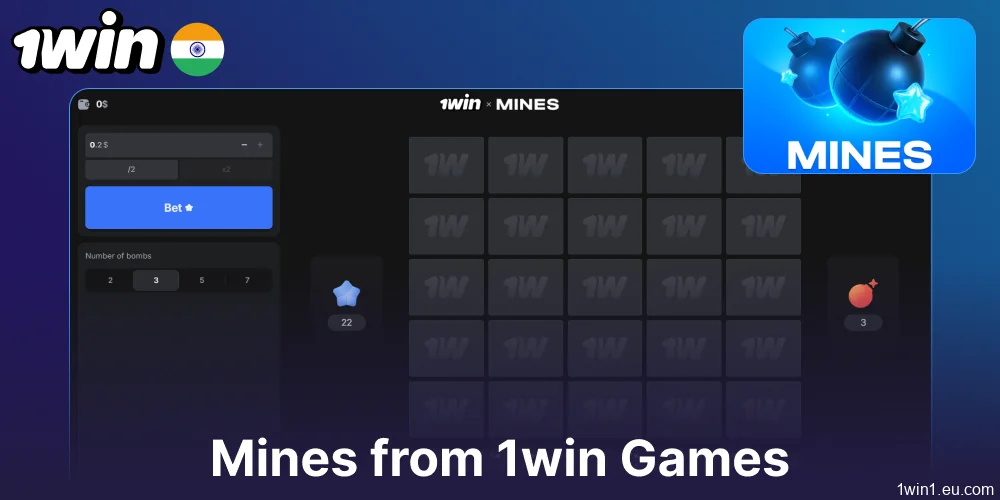 1win Mines game available for players from India