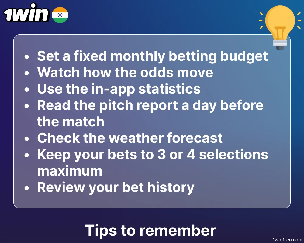 Tips and advice for making cricket bets on 1win successfully