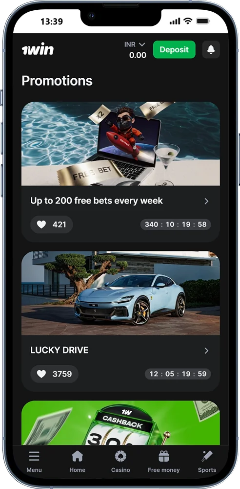 Bonuses and promotions on 1win mobile app
